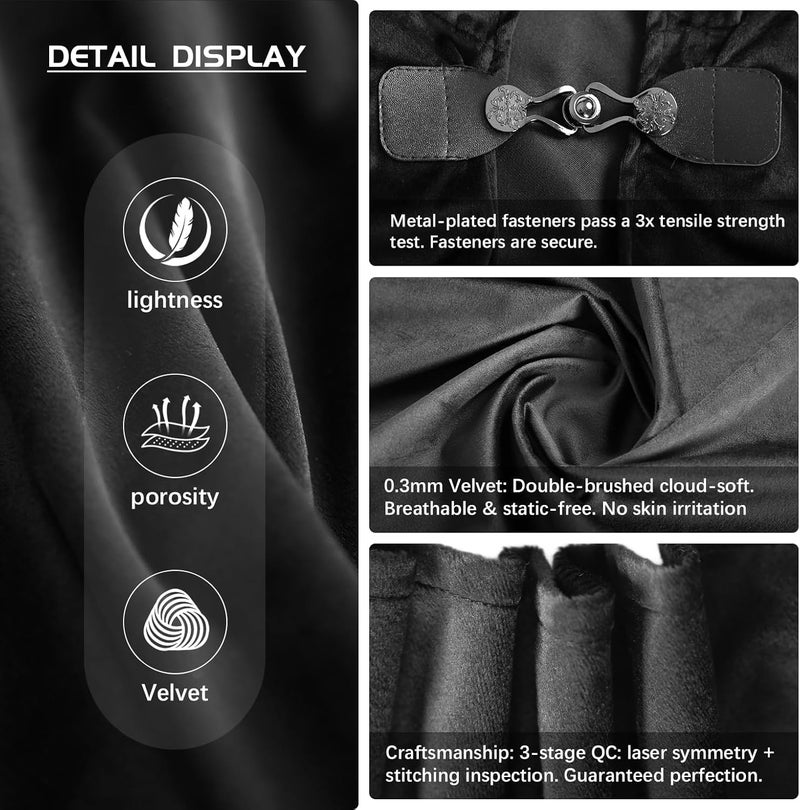 UQJE Medieval Cloak with Hood Halloween Renaissance Hooded Cape for Men and Women - Image 2